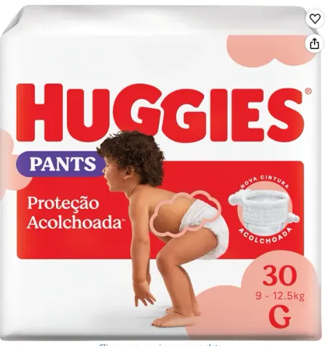 Fralda Pants Huggies Proteção Acolchoada Tamanho G 30 unidades