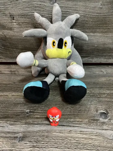Pelúcia + Gogo, silver + knuckles, personagem Sonic