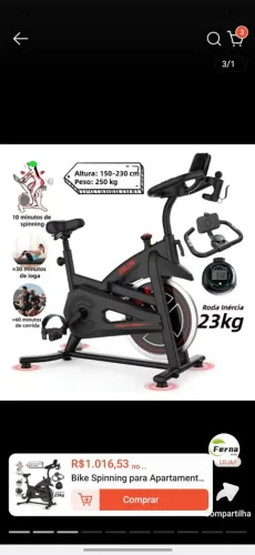 Bike Spinning 250kg, Ergometrica Mecânica Inércia 23kg