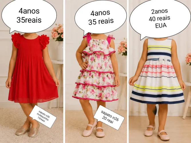 Vestido roupas infantil menina
