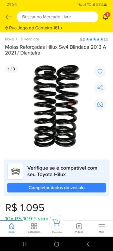 Molas suspensão dianteira Hilux