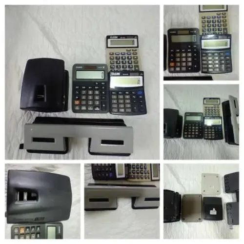   03 Calculadoras + 02 Furadores de papel (VALOR DE TUDO)