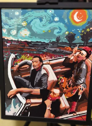 Quadro pintado à mão - Frida Kahlo, Vincent van Gogh e Salvador Dalí.