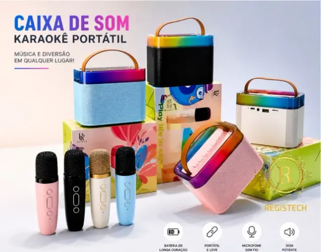 Caixa de Som Karaokê Portátil