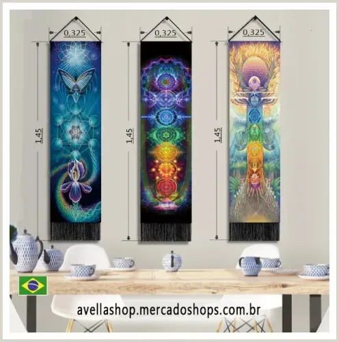 1 Tapeçaria Parede Decoração Em Tela* Cores Vivas* 1,45cmx0,32 Cm