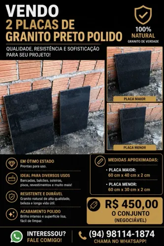 Vendo 2 placas de granito preto