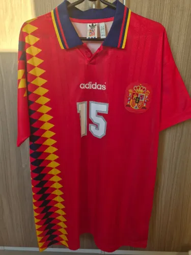  camisa espanha 1994 retro adidas originals #15 caminero - tam l 