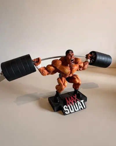 Estatueta Boneco De Musculação Agachamento Max Squat
