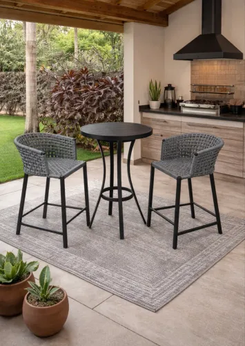 Mesa bistrô corda nautica banqueta sol e chuva