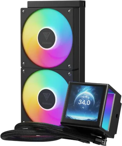 Water Cooler Gamdias Chione P5-240 Preto RGB com Tela IPS LCD 3.4? 240mm