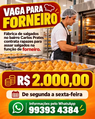 SALÁRIO R$ 2.000,00 SEGUNDA A SEXTA-FEIRA