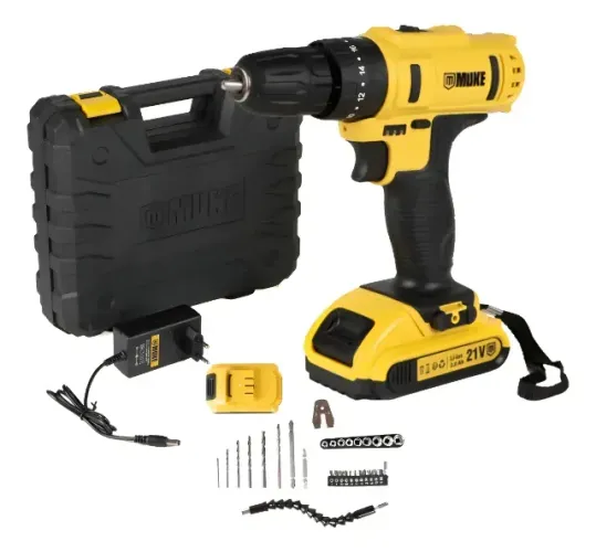 Parafusadeira Furadeira Impacto 2 Baterias 21v 3/8 10mm Muke