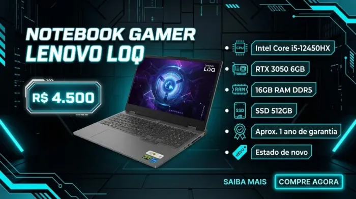 Notebook Lenovo 15 12º geração
