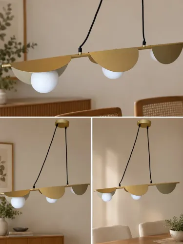 Lustre Pendente Dourado com 3 Globos - Moderno e Elegante