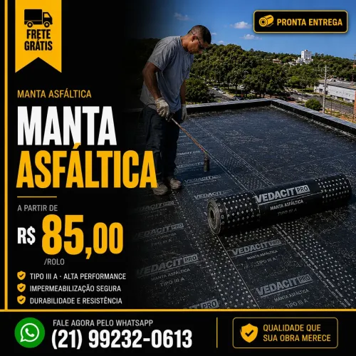 Manta Asfáltica Impermeabilizante para Laje Telhado - A partir R$85