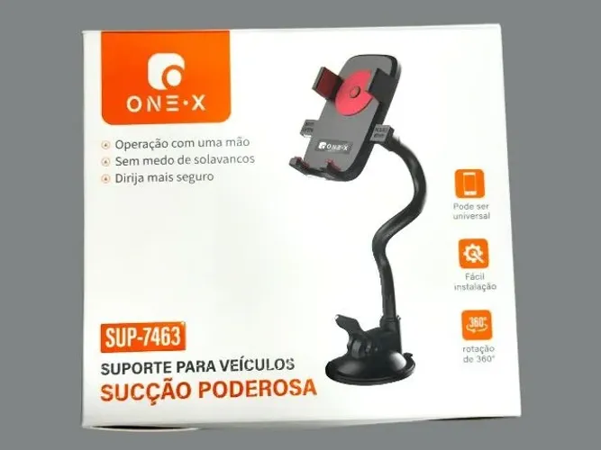 Suporte para Celular Carro ONE-X com Rotação 360° e Haste Flexível