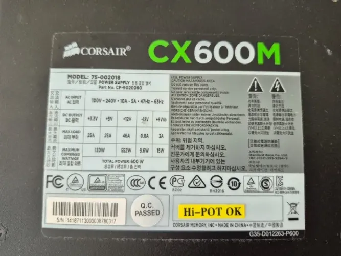 Fonte Corsair CX600M Modular - 80 Plus Bronze PFC Ativo 600W