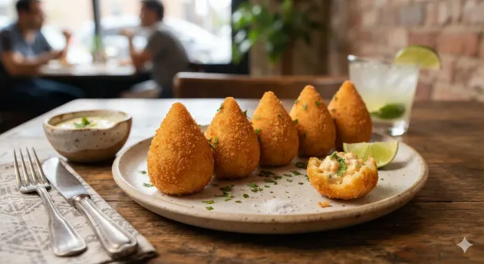 Porção de coxinhas de camarão 6 unidades