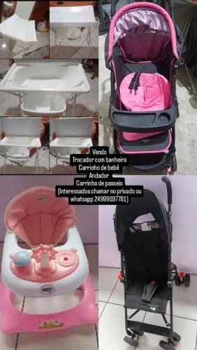 Vendo andador,carrinho de bebê, trocador com banheira e carrinho de passeio