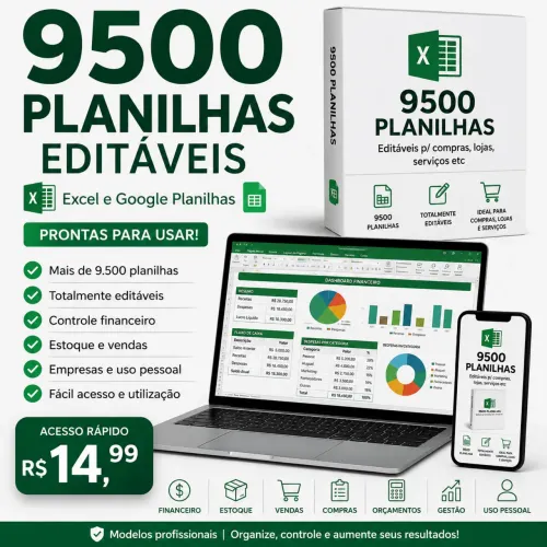 ? 9500 Planilhas Editáveis para Excel e Google Planilhas