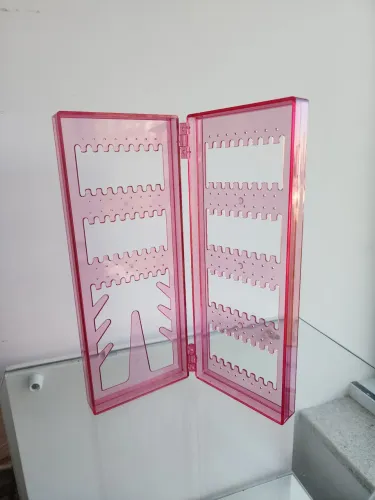 Porta brincos e anéis de acrílico pink