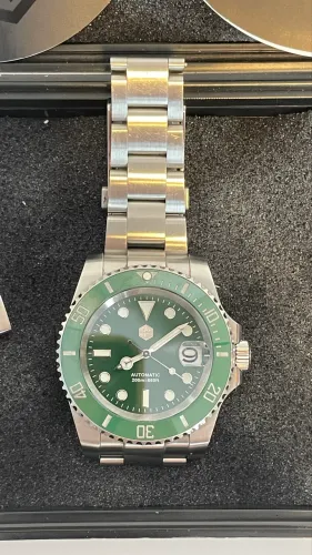 Relógio San Martin Submariner Hulk Automatic Cristal de Safira
