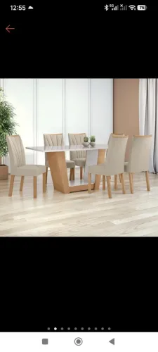 Mesa de 6 cadeira TAMPO DE VIDRO