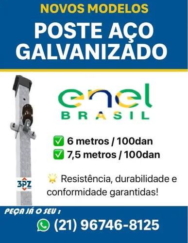 Poste Aço Galvanizado Residencial Enel Brasil
