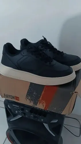 Tênis Masculino Rayon Preto e Branco - Nº 44 - Novo