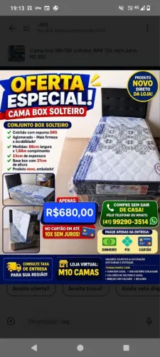 Cama box solteiro d65 espuma novo # 10x sem juros