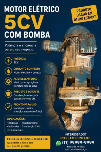 Motor elétrico 5cv com bomba 