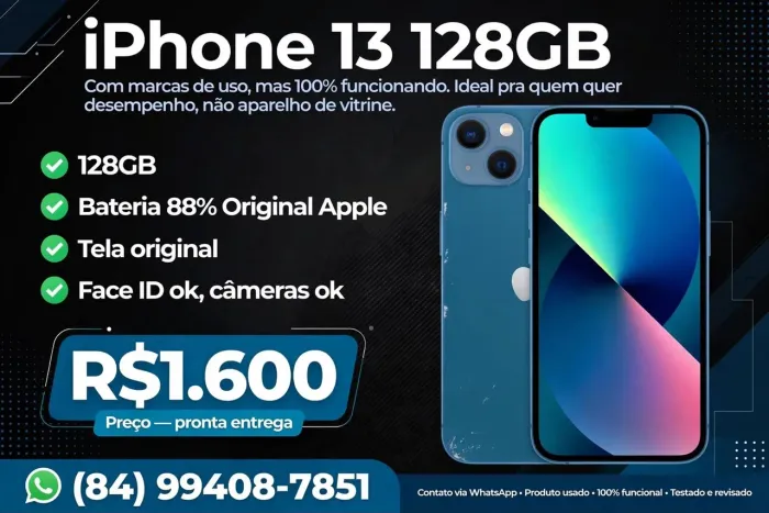 iPhone 13 128GB bateria 88% original Apple tudo ok