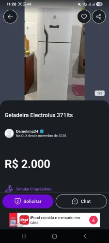 Vendo uma geladeira eltrolux 2 anos de uso , não entrego. 2.000