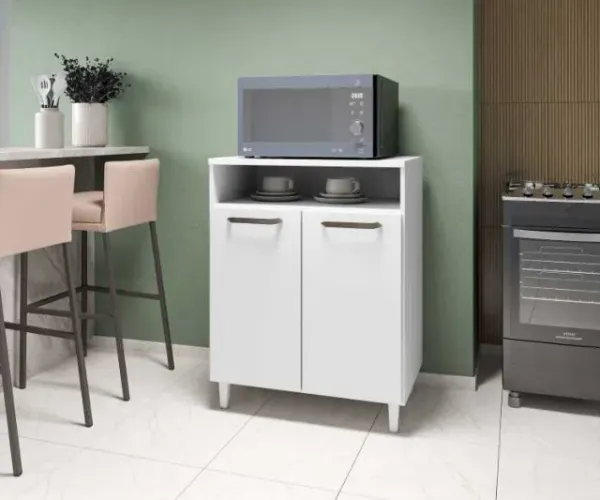 Balcão de Cozinha Ana Plus 2Pts Branco Moveis Parana - Entrega Rápida! 