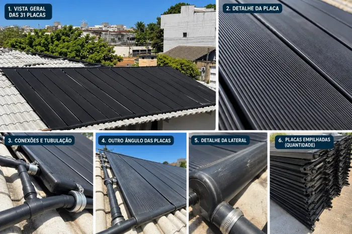 31 Placas Aquecedor água de Piscina