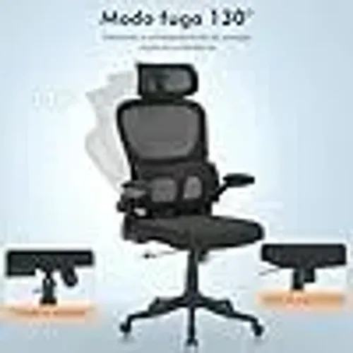 Cadeira de Escritório Ergonômica com Suporte Lombar e Encosto de Cabeça Ajustável - Mesh
