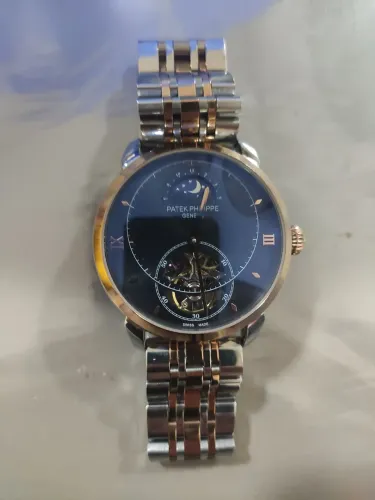 Relógio Patek Philippe Automático Masculino - Dourado e Prata com Mostrador Azul