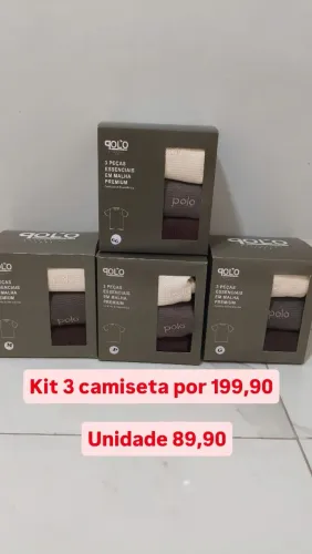 Kit camiseta em malha 3 cores