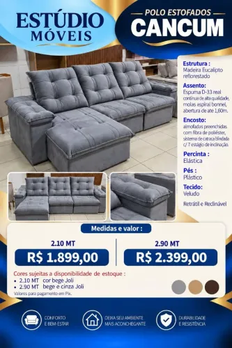 Sofá Retrátil Reclinável 2,90cm
