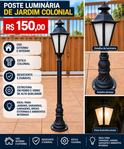Luminária colonial de ferro