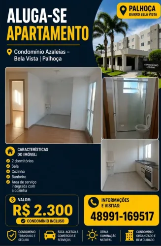 Alugo apt no Condomínio Azaleias - Bela Vista | Palhoça