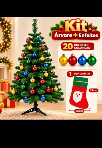 ÁRVORE NATAL+MEIA ENFEITE+ 20 BOLINHAS