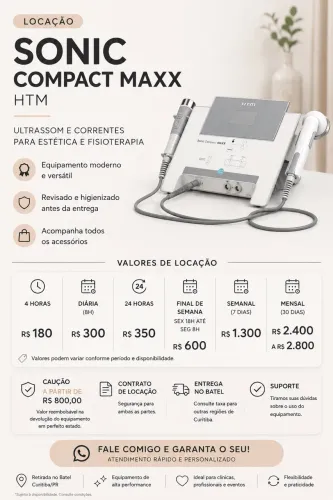 Aluguel Ultrassom e Correntes para Estética e Fisioterapia Sonic Compact Maxx HTM