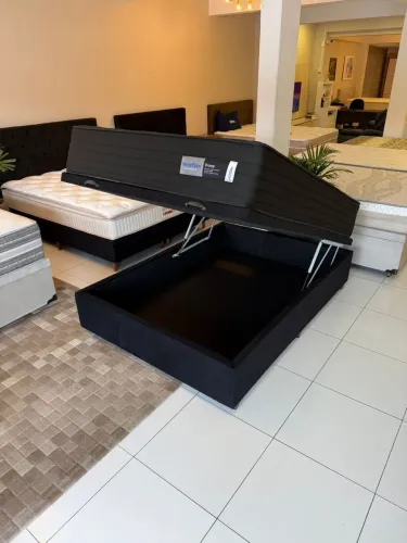 Cama de Casal BAÚ COM COLCHÃO BLACK NOVO - Entrego!