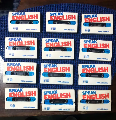 12 Fitas K7 Curso Speak English Editora Abril Longman Anos 80 Completo Box Coleção