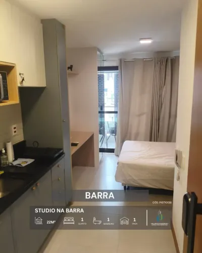 STUDIO NASCENTE ANDAR ALTO MOBILIADO 22m² VARANDA INFRA VENDE BARRA
