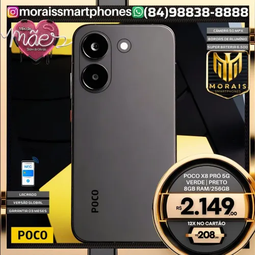 Xiaomi Poco X8 Pró - Black -256GB | 8GB RAM - LACRADISSIMO | ENTREGA IMEDIATA |