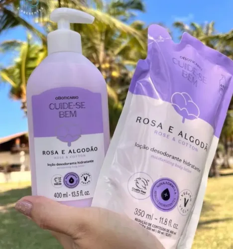 Kit hidratante e refil rosa e algodão - O boticário 