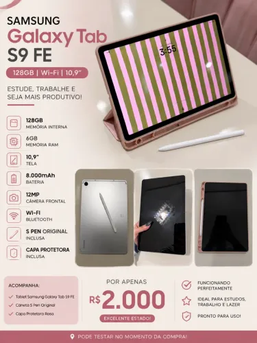 Tablet Samsung Galaxy Tab S9 FE com Caneta 10,9" 128GB
