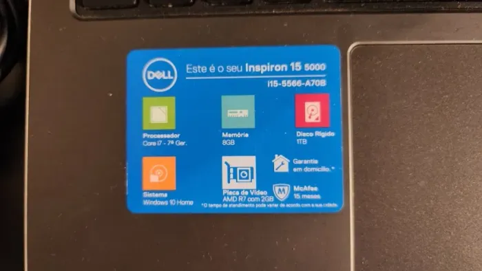 Notebook Dell I7 7a Geração